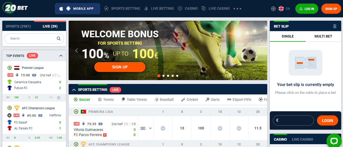 It's so easy to regiter 20Bet. Just click on play now button to complete it.